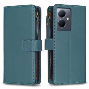 For vivo Y78 5G 9 Card Slots Zipper Wallet Leather Flip Phone Case(Green)