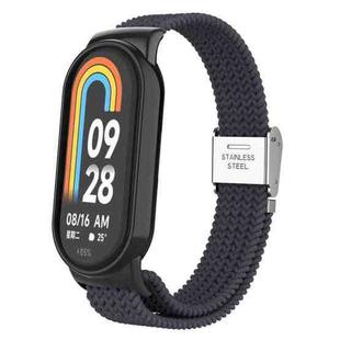 For Xiaomi Mi Band 8 Metal Head + Adjustable Nylon Braided Steel Buckle Watch Band(Charcoal)