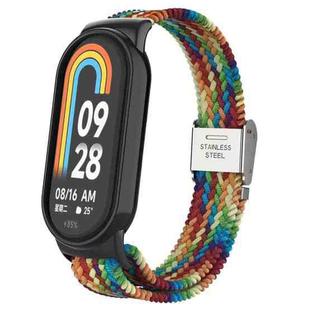 For Xiaomi Mi Band 8 Metal Head + Adjustable Nylon Braided Steel Buckle Watch Band(Colorful)
