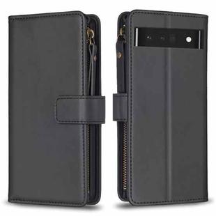 For Google Pixel 7 Pro 9 Card Slots Zipper Wallet Leather Flip Phone Case(Black)
