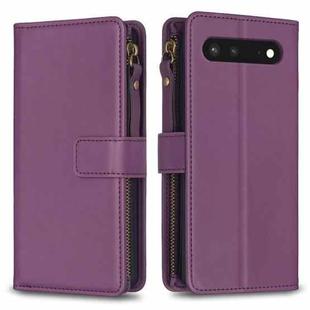 For Google Pixel 7 9 Card Slots Zipper Wallet Leather Flip Phone Case(Dark Purple)