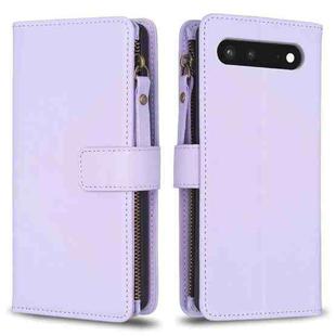 For Google Pixel 7 9 Card Slots Zipper Wallet Leather Flip Phone Case(Light Purple)