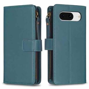 For Google Pixel 8 9 Card Slots Zipper Wallet Leather Flip Phone Case(Green)