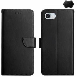 For iPhone SE 2024 Genuine Leather Fingerprint-proof Flip Phone Case(Black)