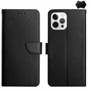 For iPhone 16 Pro Max Genuine Leather Fingerprint-proof Flip Phone Case(Black)