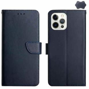 For iPhone 16 Pro Max Genuine Leather Fingerprint-proof Flip Phone Case(Blue)