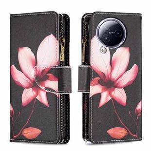 For Xiaomi Civi 3 5G Colored Drawing Pattern Zipper Leather Phone Case(Lotus)