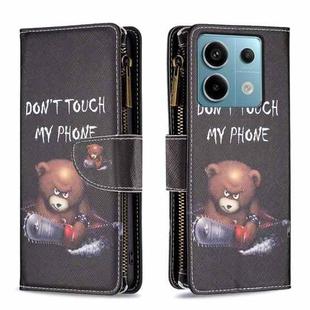 For Xiaomi Redmi Note 13 Pro Colored Drawing Pattern Zipper Leather Phone Case(Bear)