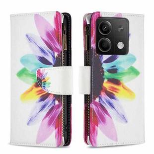 For Xiaomi Redmi Note 13 Colored Drawing Pattern Zipper Leather Phone Case(Sun Flower)