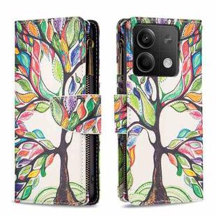 For Xiaomi Redmi Note 13 4G Global Colored Drawing Pattern Zipper Leather Phone Case(Big Tree)