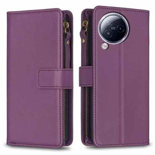 For Xiaomi Civi 3 5G 9 Card Slots Zipper Wallet Leather Flip Phone Case(Dark Purple)