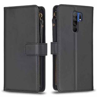 For Xiaomi Redmi 9 9 Card Slots Zipper Wallet Leather Flip Phone Case(Black)