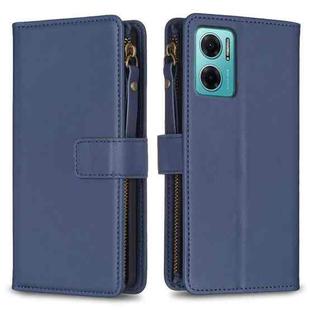 For Xiaomi Redmi 10 5G 9 Card Slots Zipper Wallet Leather Flip Phone Case(Blue)