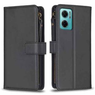 For Xiaomi Redmi 10 5G 9 Card Slots Zipper Wallet Leather Flip Phone Case(Black)