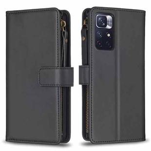 For Xiaomi Redmi Note 12S 4G 9 Card Slots Zipper Wallet Leather Flip Phone Case(Black)