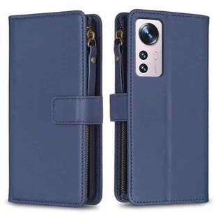 For Xiaomi 12 9 Card Slots Zipper Wallet Leather Flip Phone Case(Blue)