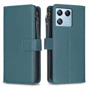 For Xiaomi 13 Pro 9 Card Slots Zipper Wallet Leather Flip Phone Case(Green)