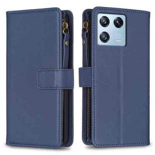 For Xiaomi 13 Pro 9 Card Slots Zipper Wallet Leather Flip Phone Case(Blue)