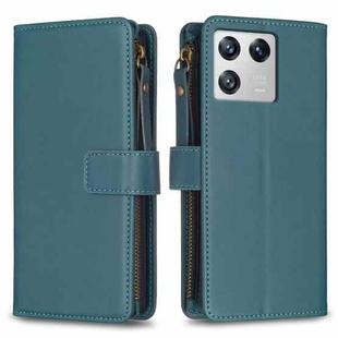 For Xiaomi 13 9 Card Slots Zipper Wallet Leather Flip Phone Case(Green)