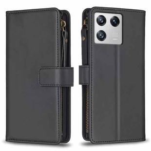 For Xiaomi 13 9 Card Slots Zipper Wallet Leather Flip Phone Case(Black)