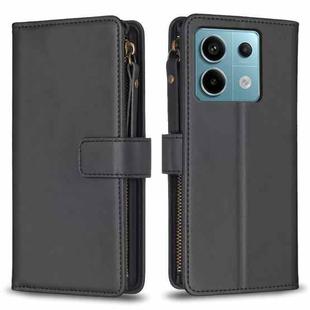 For Xiaomi Redmi Note 13 Pro 5G 9 Card Slots Zipper Wallet Leather Flip Phone Case(Black)