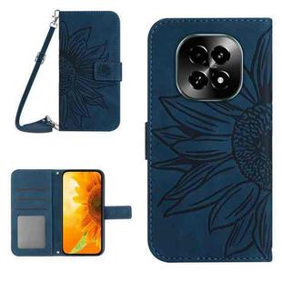 For Realme C63 5G Skin Feel Sun Flower Embossed Flip Leather Phone Case with Lanyard(Inky Blue)