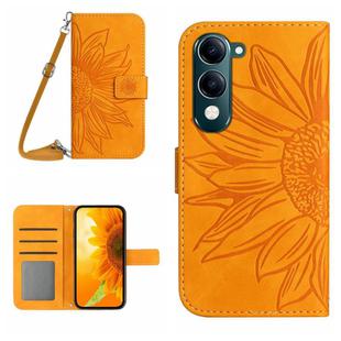 For vivo Y04 4G / Y29s 5G Skin Feel Sun Flower Embossed Flip Leather Phone Case with Lanyard(Yellow)