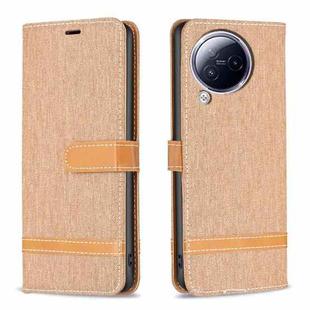 For Xiaomi Civi 3 5G Color Block Denim Texture Leather Phone Case(Brown)