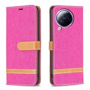 For Xiaomi Civi 3 5G Color Block Denim Texture Leather Phone Case(Rose Red)