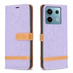 For Xiaomi Redmi Note 13 Pro Color Block Denim Texture Leather Phone Case(Purple)