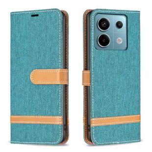 For Xiaomi Redmi Note 13 Pro 5G Color Block Denim Texture Leather Phone Case(Green)