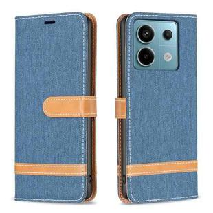 For Xiaomi Redmi Note 13 Pro Color Block Denim Texture Leather Phone Case(Dark Blue)