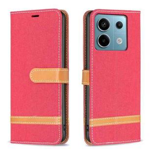 For Xiaomi Redmi Note 13 Pro Color Block Denim Texture Leather Phone Case(Red)