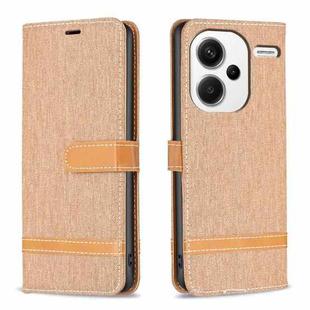 For Xiaomi Redmi Note 13 Pro+ Color Block Denim Texture Leather Phone Case(Brown)