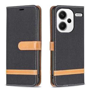 For Xiaomi Redmi Note 13 Pro+ Color Block Denim Texture Leather Phone Case(Black)