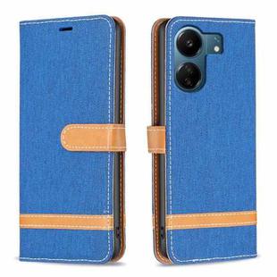 For Xiaomi Redmi 13C Color Block Denim Texture Leather Phone Case(Royal Blue)