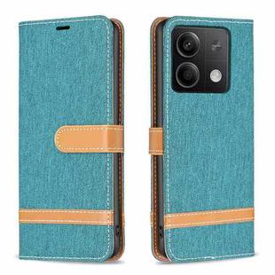 For Xiaomi Redmi Note 13 4G Global Color Block Denim Texture Leather Phone Case(Green)