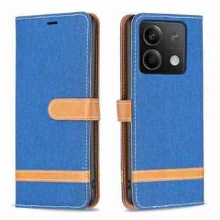 For Xiaomi Redmi Note 13 4G Global Color Block Denim Texture Leather Phone Case(Royal Blue)