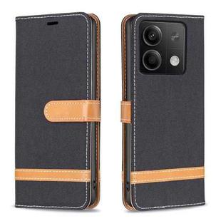 For Xiaomi Redmi Note 13 4G Global Color Block Denim Texture Leather Phone Case(Black)