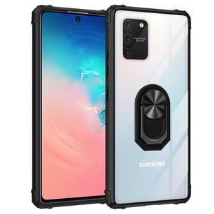 For Samsung Galaxy S10 Lite / A91 Shockproof Transparent TPU + Acrylic Protective Case with Ring Holder(Black)