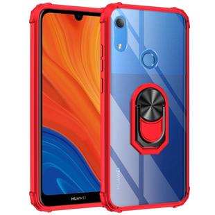 For Huawei Y6s (2019) Shockproof Transparent TPU + Acrylic Protective Case with Ring Holder(Red)