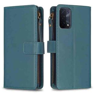 For OPPO A74 5G / A93 5G / A54 5G 9 Card Slots Zipper Wallet Leather Flip Phone Case(Green)