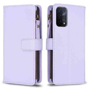 For OPPO A74 5G / A93 5G / A54 5G 9 Card Slots Zipper Wallet Leather Flip Phone Case(Light Purple)