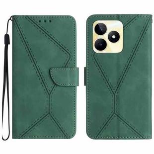 For Realme C53 Stitching Embossed Leather Phone Case(Green)