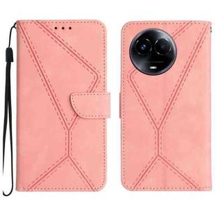 For Realme 11 5G Global Stitching Embossed Leather Phone Case(Pink)