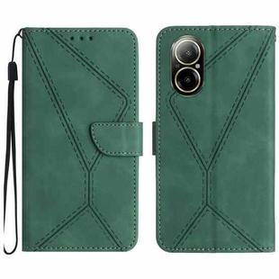 For Realme C67 4G Stitching Embossed Leather Phone Case(Green)