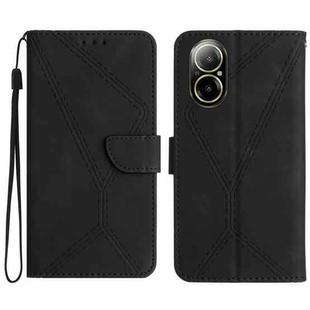 For Realme C67 4G Stitching Embossed Leather Phone Case(Black)