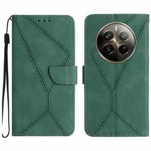 For Realme 12 Pro/12 Pro+ Global Stitching Embossed Leather Phone Case(Green)