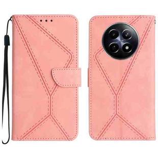 For Realme 12 5G Global Stitching Embossed Leather Phone Case(Pink)
