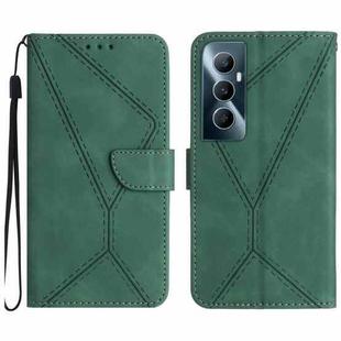 For Realme C65 4G Stitching Embossed Leather Phone Case(Green)